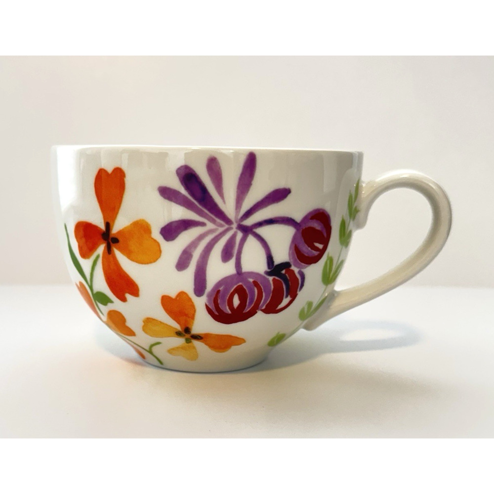 ANTHROPOLOGIE BISCUIT Mug Blue Bird Floral Design Ceramic 16 oz. - Picture 3 of 9
